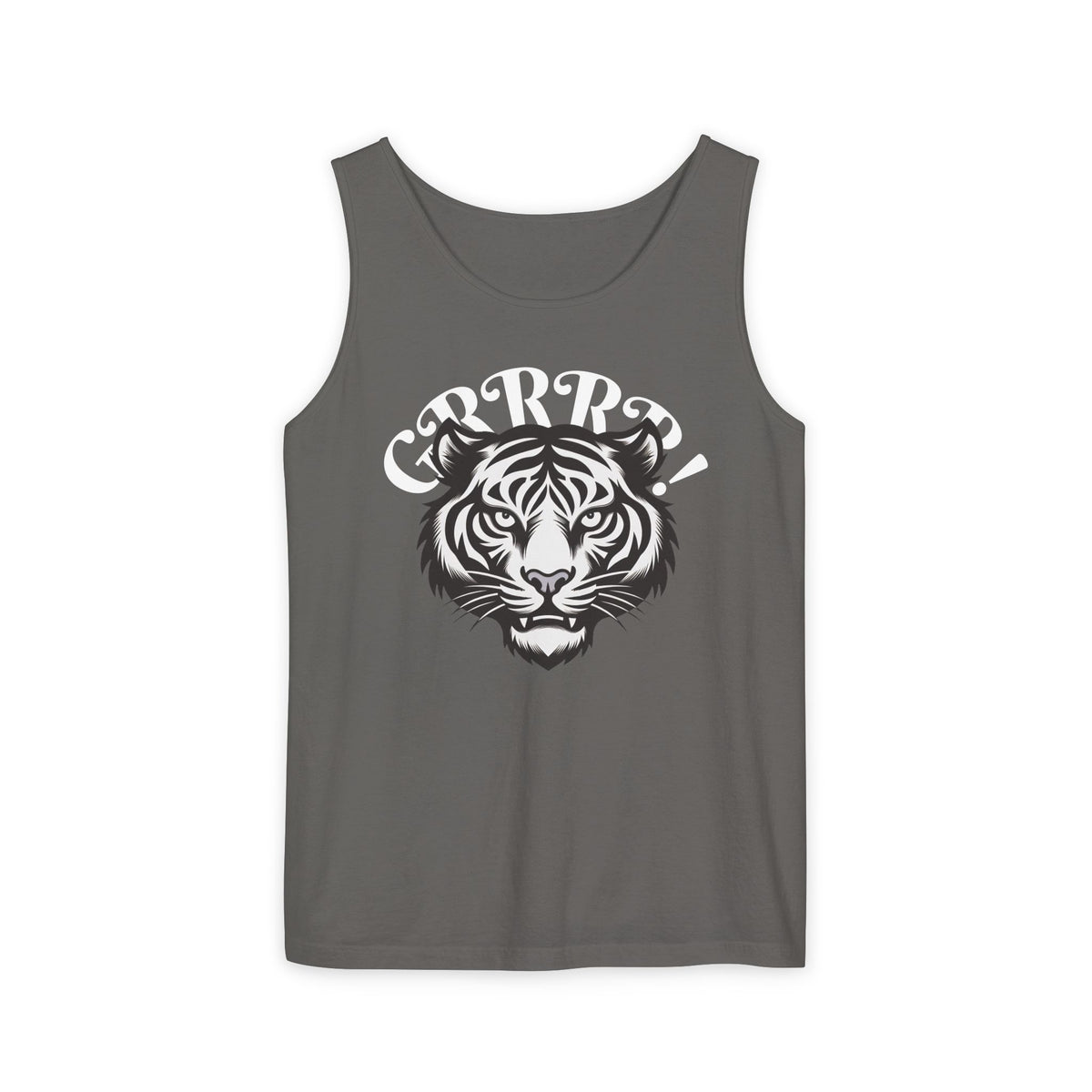 Tiger “GRRRR!” Graphic Tank Top , Fierce Animal Print Casual Tee