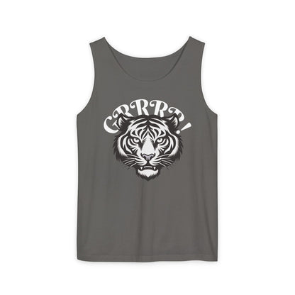 Tiger “GRRRR!” Graphic Tank Top , Fierce Animal Print Casual Tee