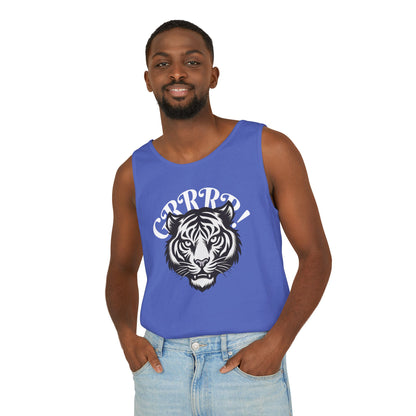 Tiger “GRRRR!” Graphic Tank Top , Fierce Animal Print Casual Tee
