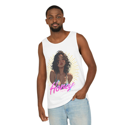 Tank Top - Cute Character & Script Graphic Beach Babe Tank