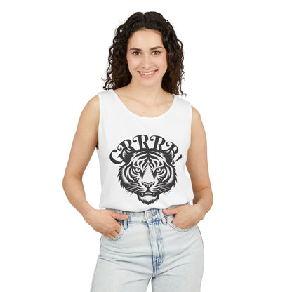 Tiger “GRRRR!” Graphic Tank Top , Fierce Animal Print Casual Tee