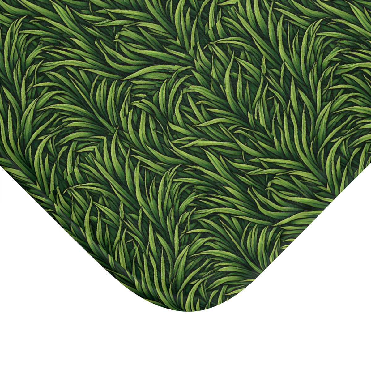 Green Grass Pattern Bath Mat - Botanical Non-Slip Bathroom Rug