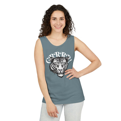 Tiger “GRRRR!” Graphic Tank Top , Fierce Animal Print Casual Tee