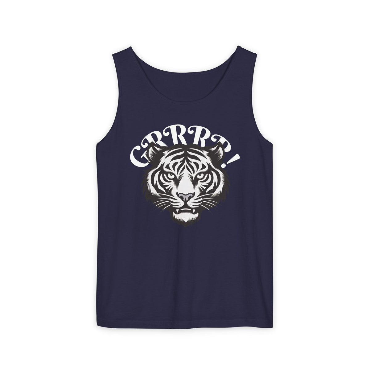 Tiger “GRRRR!” Graphic Tank Top , Fierce Animal Print Casual Tee