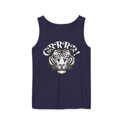 Tiger “GRRRR!” Graphic Tank Top , Fierce Animal Print Casual Tee