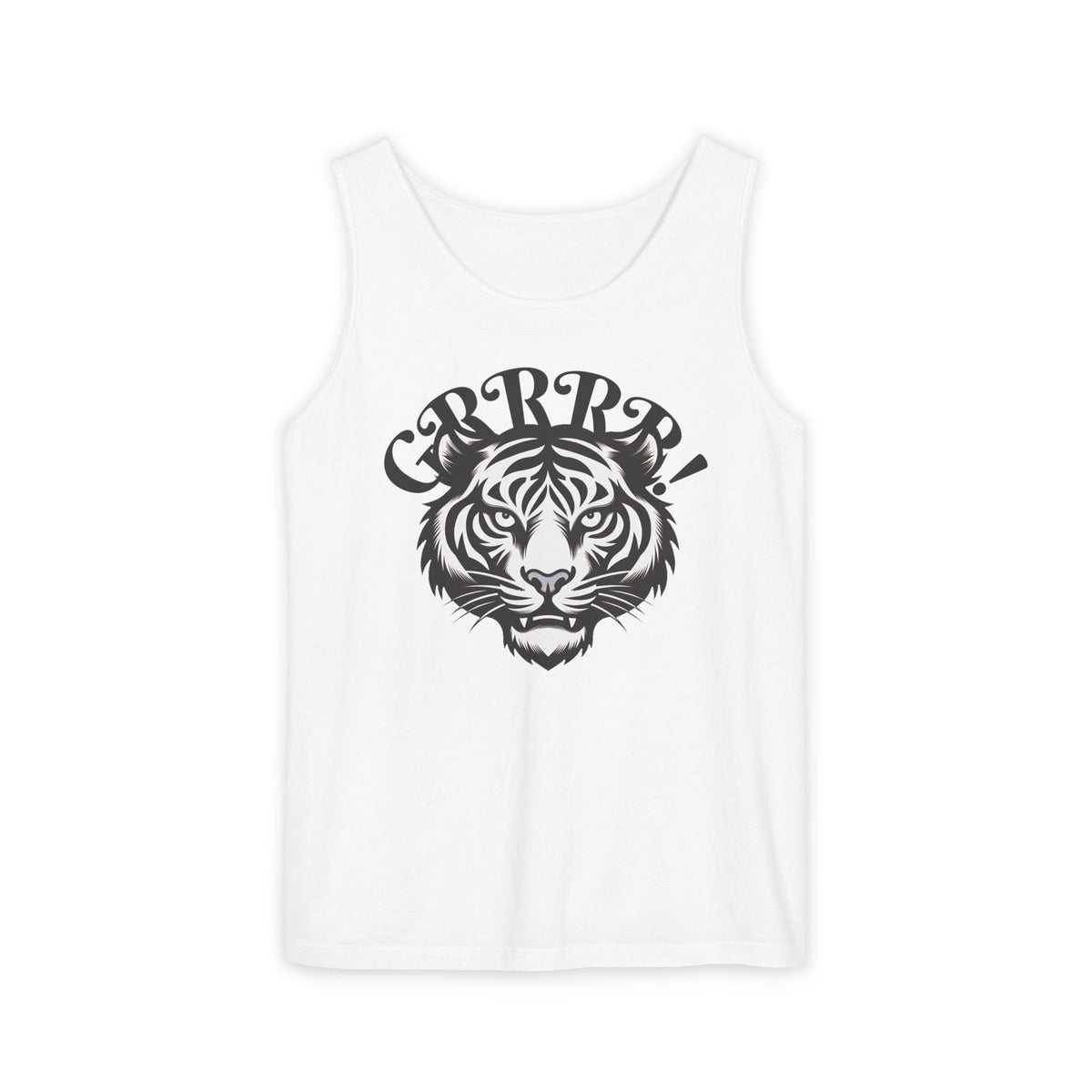 Tiger “GRRRR!” Graphic Tank Top , Fierce Animal Print Casual Tee
