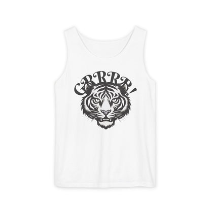 Tiger “GRRRR!” Graphic Tank Top , Fierce Animal Print Casual Tee