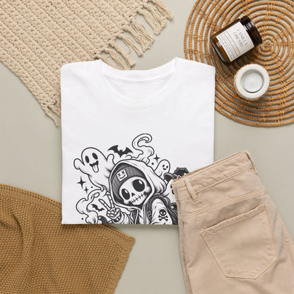 Skater Grim Reaper Tee – Skateboard Skeleton Halloween T‑Shirt