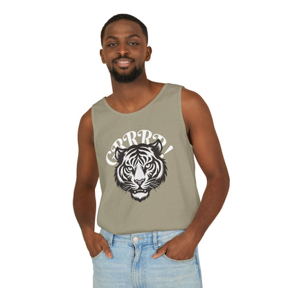 Tiger “GRRRR!” Graphic Tank Top , Fierce Animal Print Casual Tee