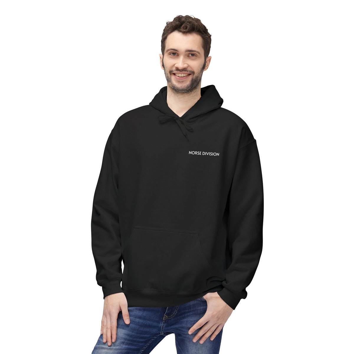 Viking Shield & Sword Hoodie — "Live Without Fear" Nordic Warrior Graphic