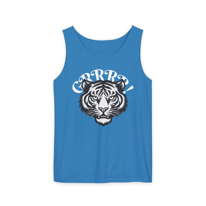 Tiger “GRRRR!” Graphic Tank Top , Fierce Animal Print Casual Tee