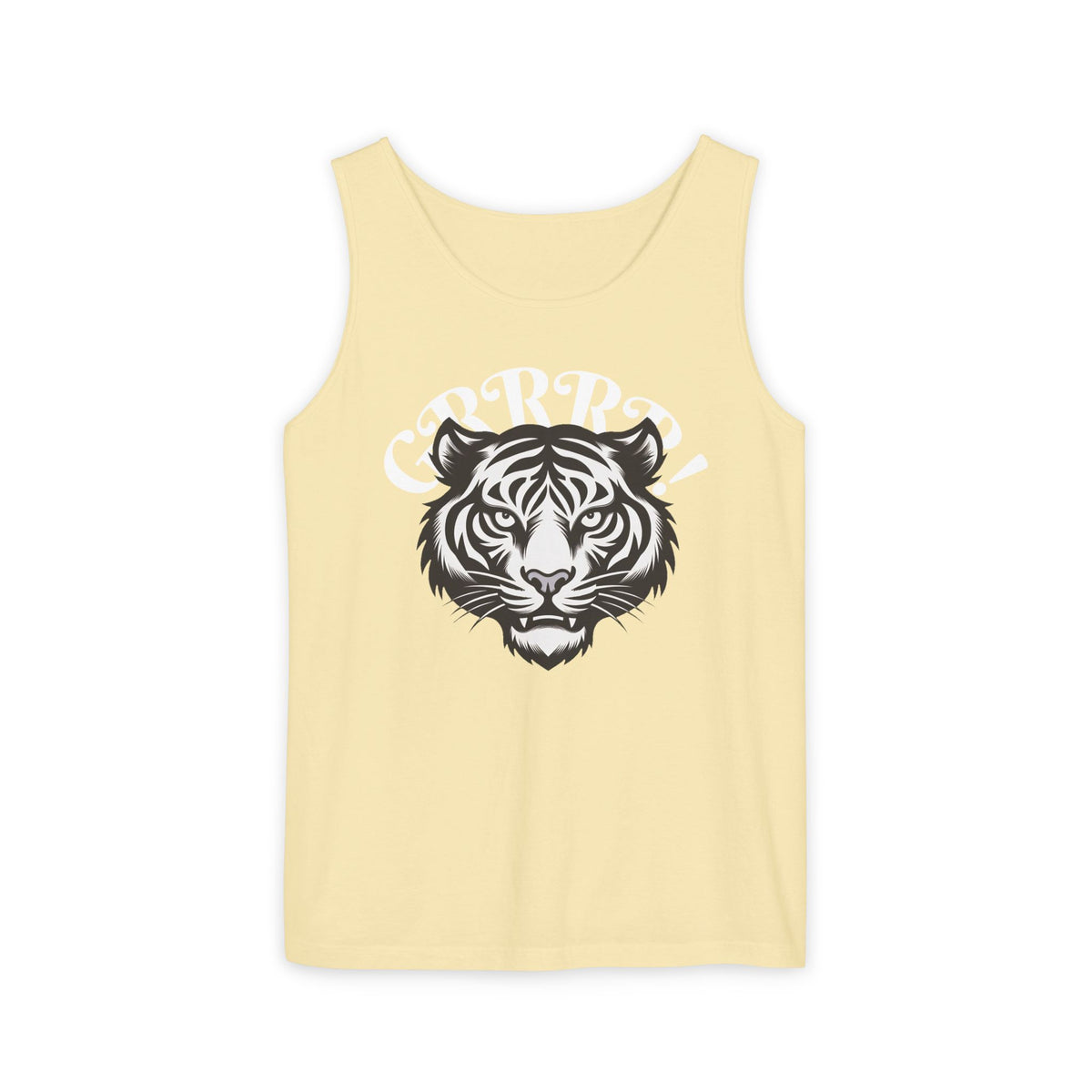 Tiger “GRRRR!” Graphic Tank Top , Fierce Animal Print Casual Tee