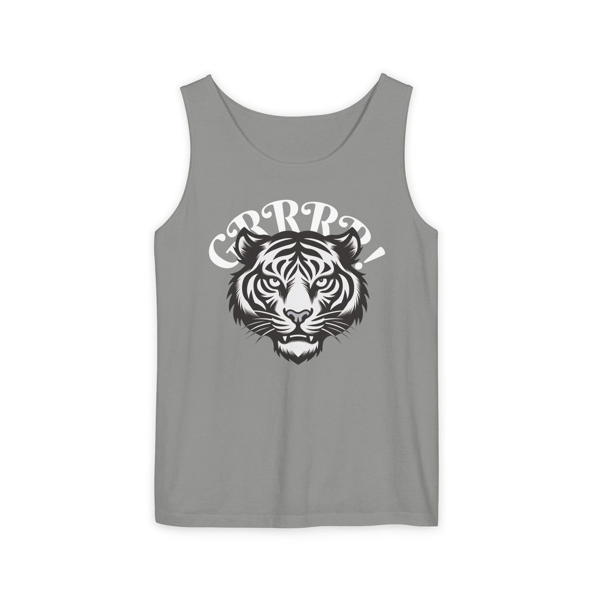 Tiger “GRRRR!” Graphic Tank Top , Fierce Animal Print Casual Tee