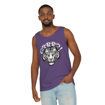 Tiger “GRRRR!” Graphic Tank Top , Fierce Animal Print Casual Tee