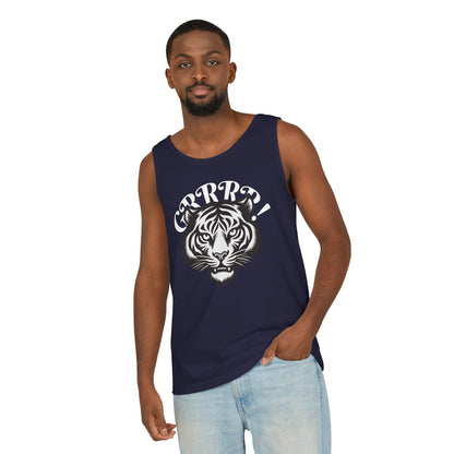 Tiger “GRRRR!” Graphic Tank Top , Fierce Animal Print Casual Tee