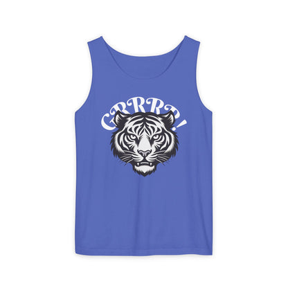 Tiger “GRRRR!” Graphic Tank Top , Fierce Animal Print Casual Tee