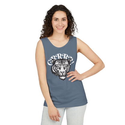 Tiger “GRRRR!” Graphic Tank Top , Fierce Animal Print Casual Tee