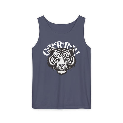 Tiger “GRRRR!” Graphic Tank Top , Fierce Animal Print Casual Tee