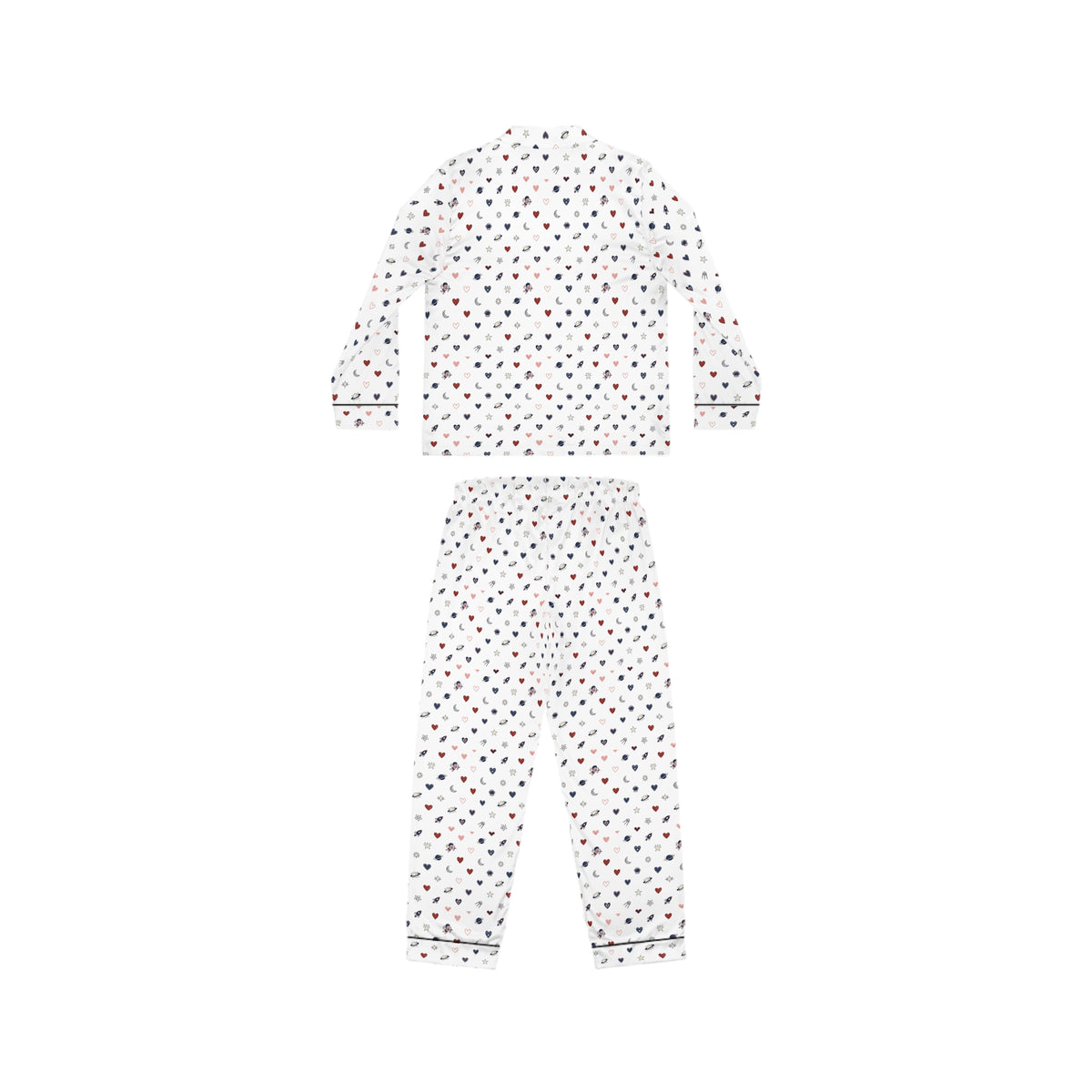 Women’s Satin Pajama Set — Cute Heart All-Over Print Sleepwear