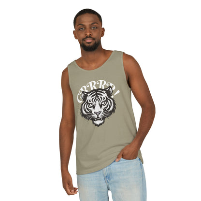 Tiger “GRRRR!” Graphic Tank Top , Fierce Animal Print Casual Tee