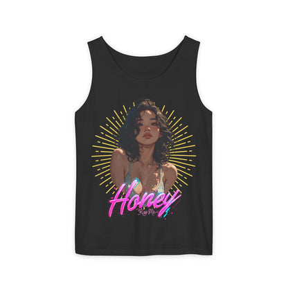 Tank Top - Cute Character & Script Graphic Beach Babe Tank