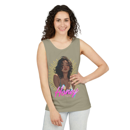 Tank Top - Cute Character & Script Graphic Beach Babe Tank