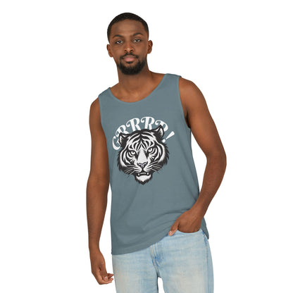 Tiger “GRRRR!” Graphic Tank Top , Fierce Animal Print Casual Tee