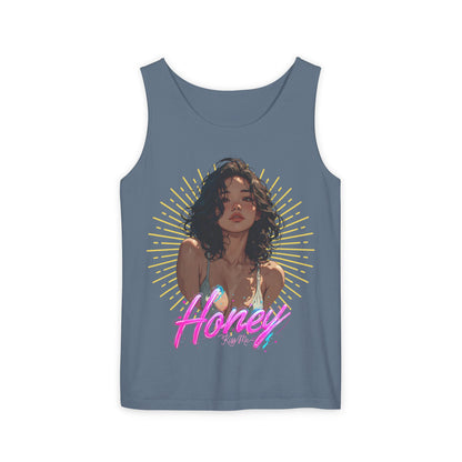 Tank Top - Cute Character & Script Graphic Beach Babe Tank