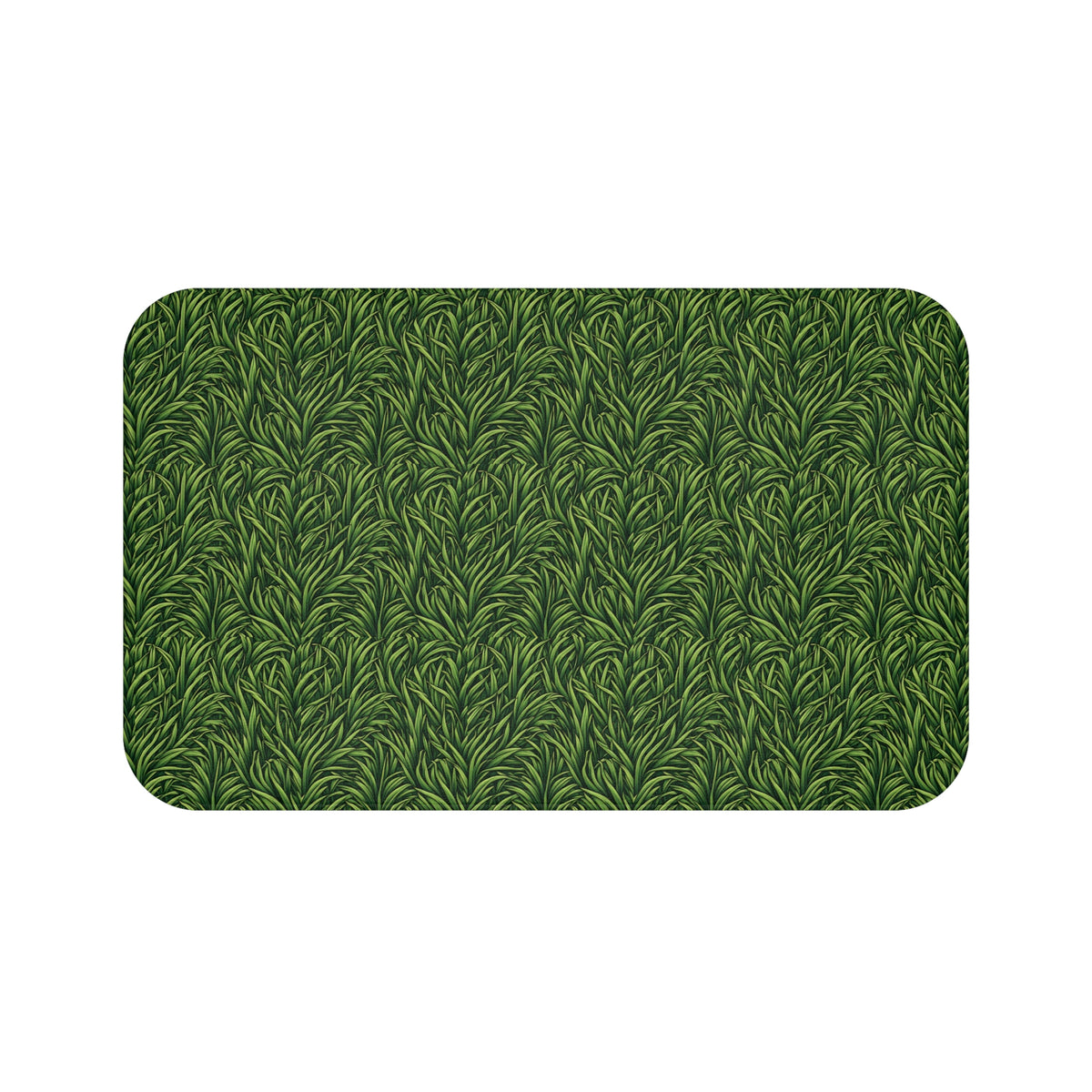 Green Grass Pattern Bath Mat - Botanical Non-Slip Bathroom Rug