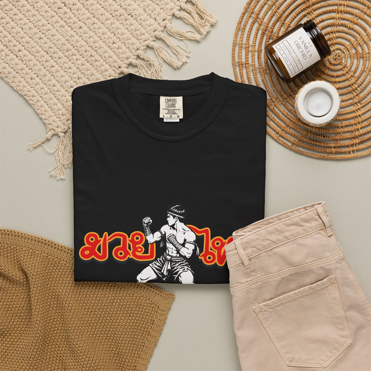 Muay Thai Fighter T-Shirt — Retro Thai Boxing Graphic