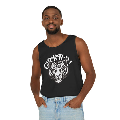Tiger “GRRRR!” Graphic Tank Top , Fierce Animal Print Casual Tee