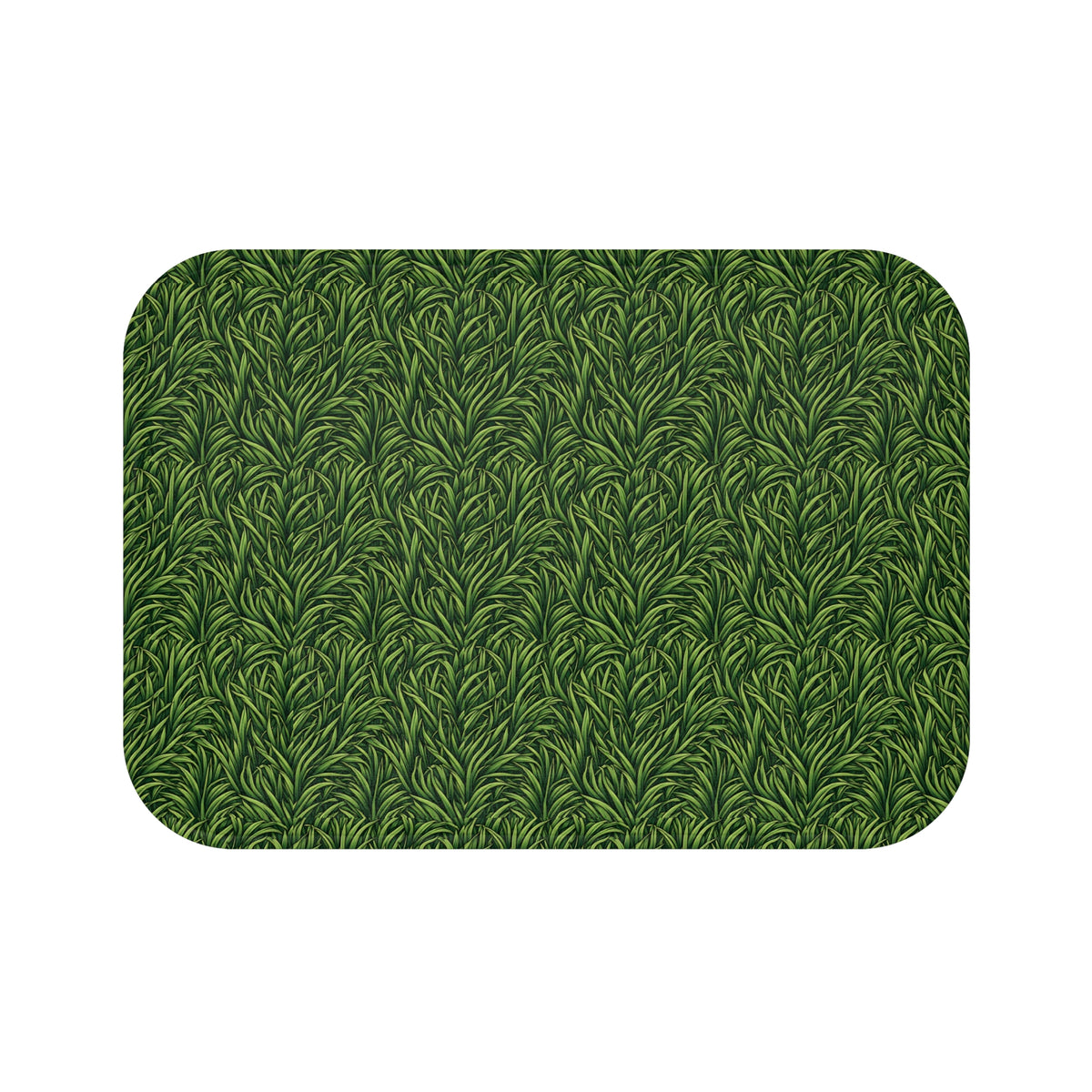 Green Grass Pattern Bath Mat - Botanical Non-Slip Bathroom Rug
