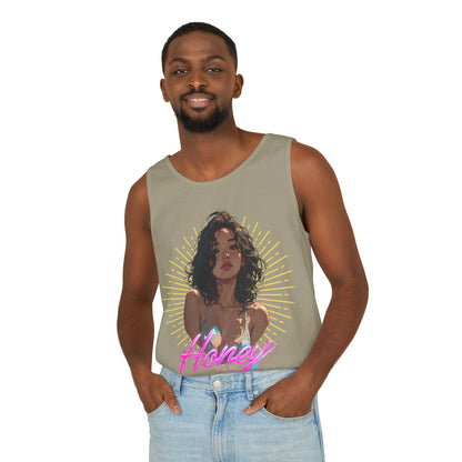 Tank Top - Cute Character & Script Graphic Beach Babe Tank