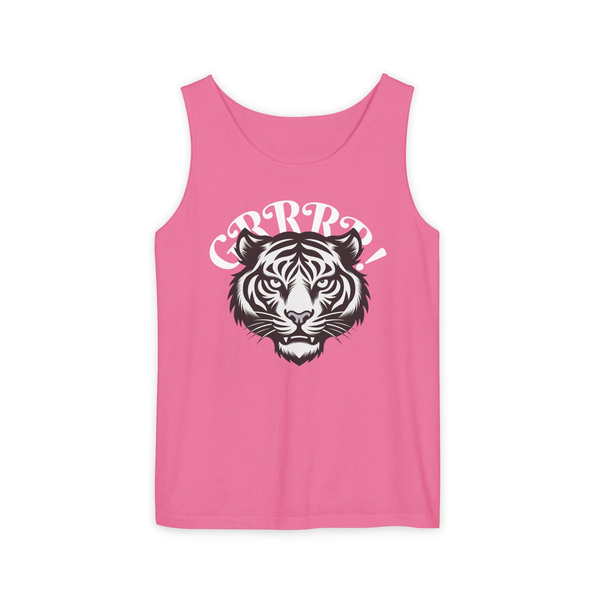 Tiger “GRRRR!” Graphic Tank Top , Fierce Animal Print Casual Tee