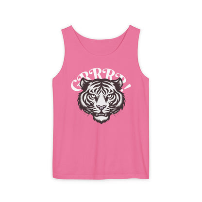 Tiger “GRRRR!” Graphic Tank Top , Fierce Animal Print Casual Tee