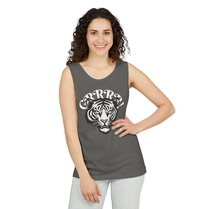 Tiger “GRRRR!” Graphic Tank Top , Fierce Animal Print Casual Tee