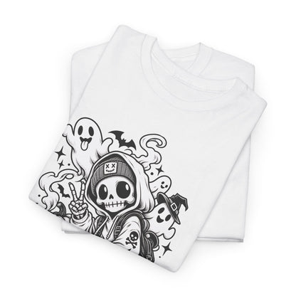 Skater Grim Reaper Tee – Skateboard Skeleton Halloween T‑Shirt