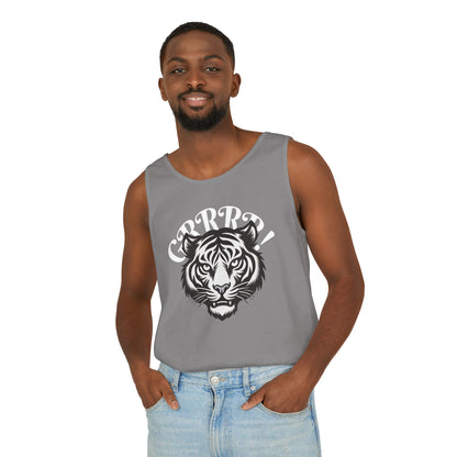Tiger “GRRRR!” Graphic Tank Top , Fierce Animal Print Casual Tee