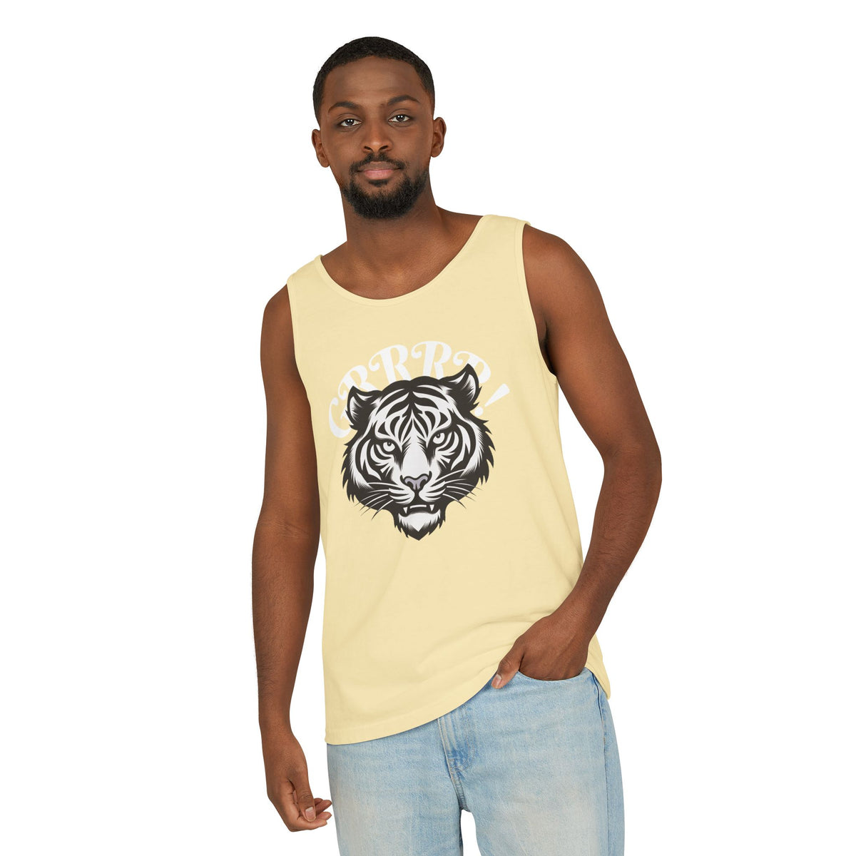 Tiger “GRRRR!” Graphic Tank Top , Fierce Animal Print Casual Tee