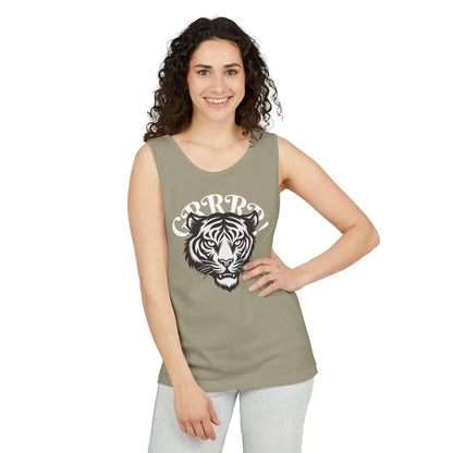 Tiger “GRRRR!” Graphic Tank Top , Fierce Animal Print Casual Tee