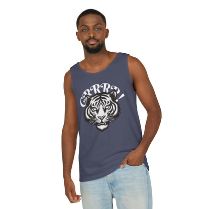 Tiger “GRRRR!” Graphic Tank Top , Fierce Animal Print Casual Tee