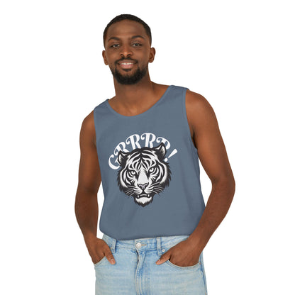 Tiger “GRRRR!” Graphic Tank Top , Fierce Animal Print Casual Tee