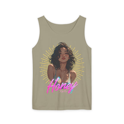Tank Top - Cute Character & Script Graphic Beach Babe Tank