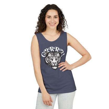 Tiger “GRRRR!” Graphic Tank Top , Fierce Animal Print Casual Tee
