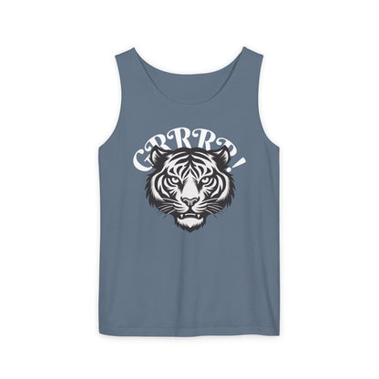 Tiger “GRRRR!” Graphic Tank Top , Fierce Animal Print Casual Tee