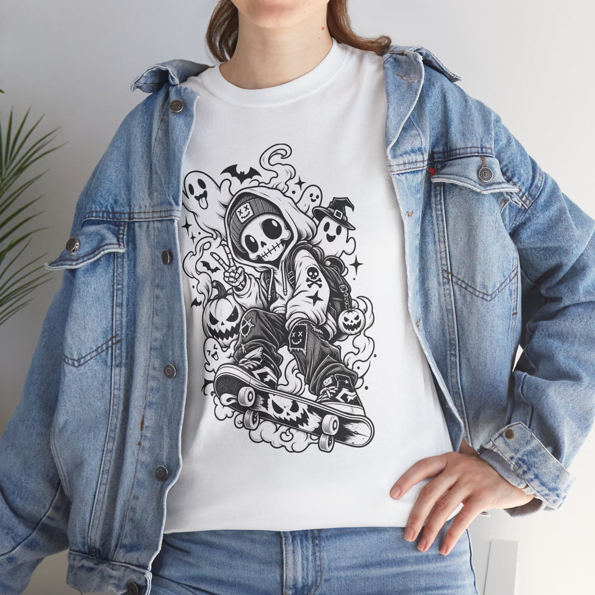 Skater Grim Reaper Tee – Skateboard Skeleton Halloween T‑Shirt
