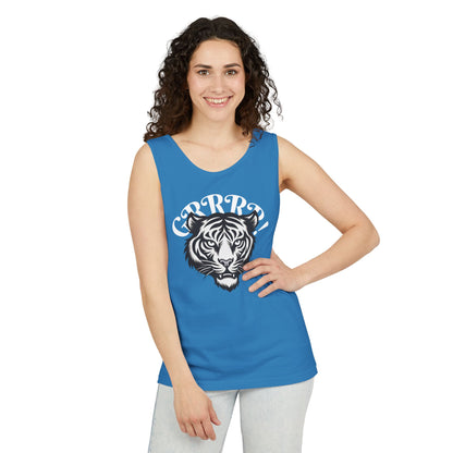 Tiger “GRRRR!” Graphic Tank Top , Fierce Animal Print Casual Tee