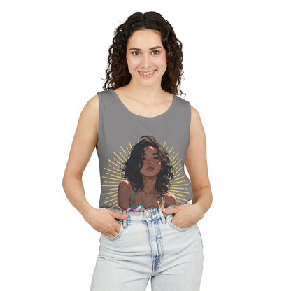 Tank Top - Cute Character & Script Graphic Beach Babe Tank