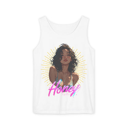 Tank Top - Cute Character & Script Graphic Beach Babe Tank