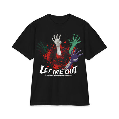 Horror 'Let Me Out' Graphic Tee — Spooky Zombie Hands Halloween Shirt